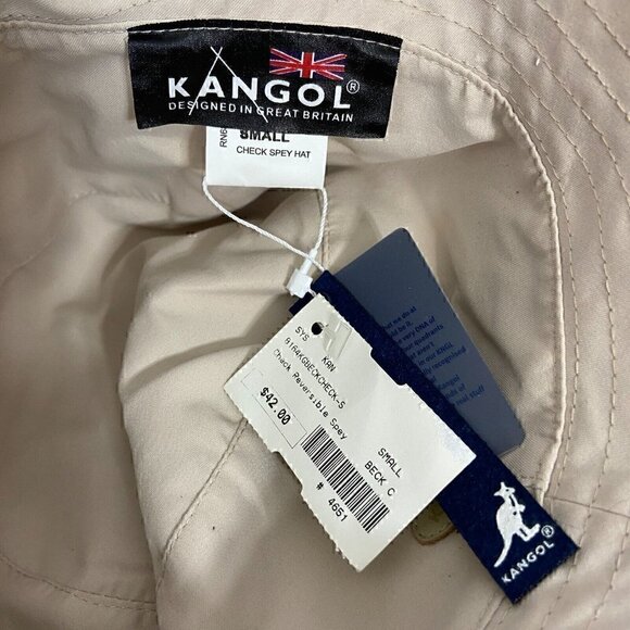 Kangol Men's NWT Check Spey Reversible Tan Bucket Hat Sz Small - Picture 8 of 8